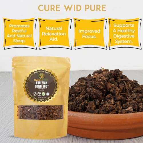Cure wid Pure Organic Valerian Root Tea - Cut,Sifted & Non-Irradiated Valerian Tea Promotes Cure wid Pure uk supplements