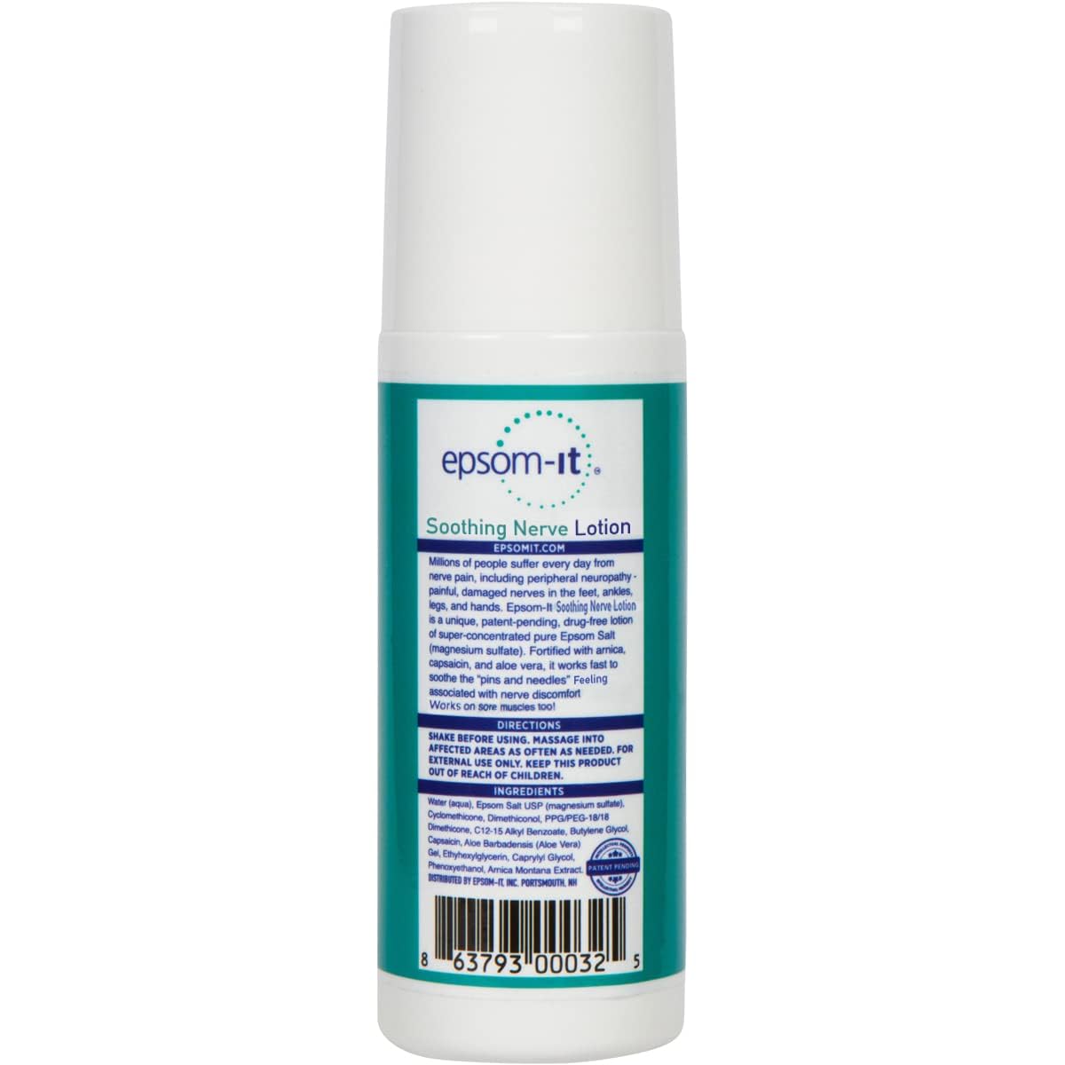 Epsom-It Soothing Nerve Lotion - Roll On Epsom Salt Magnesium Lotion, Topical Magnesium Cream with Capsaicin & Arnica for Tired Muscles and Sleep, 3oz EPSOM-IT uk supplements