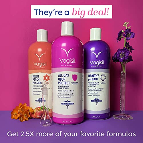Vagisil Scentsitive Scents Fresh Peach Passion Daily Intimate Wash for Women, Gynecologist Tested Vagisil uk supplements