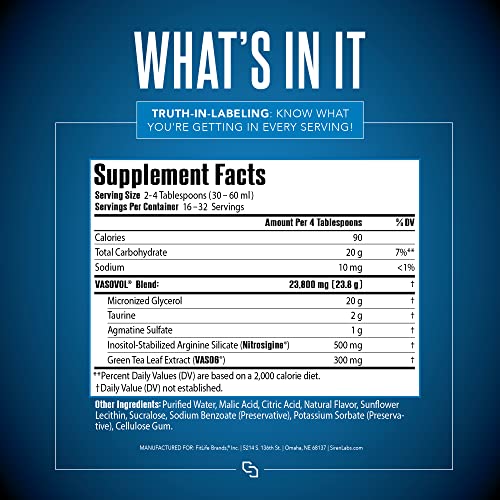 Siren Labs Vaso-VOL Liquid Muscle Pump Volumizer with Agmatine Sulfate - Pre Workout SIRENLABS uk supplements