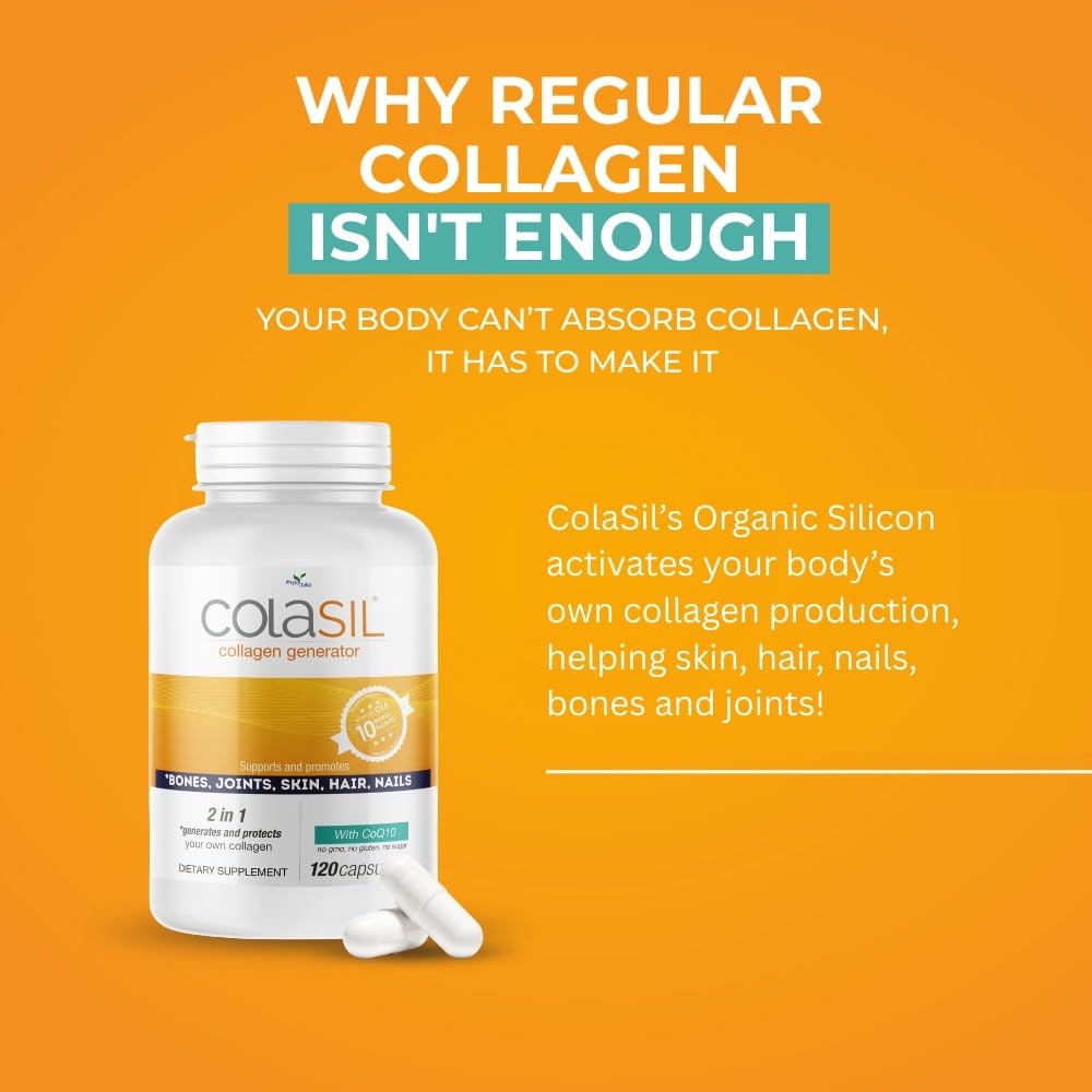 Colasil Collagen Booster Capsules – Organic Silica (OSA) + Hydrolyzed Collagen Generator for Hair, Skin, Nails, Bones & Joints – High Absorption, Non-GMO, Allergen-Free, 120 Capsules (60-Day Supply) Colasil uk supplements