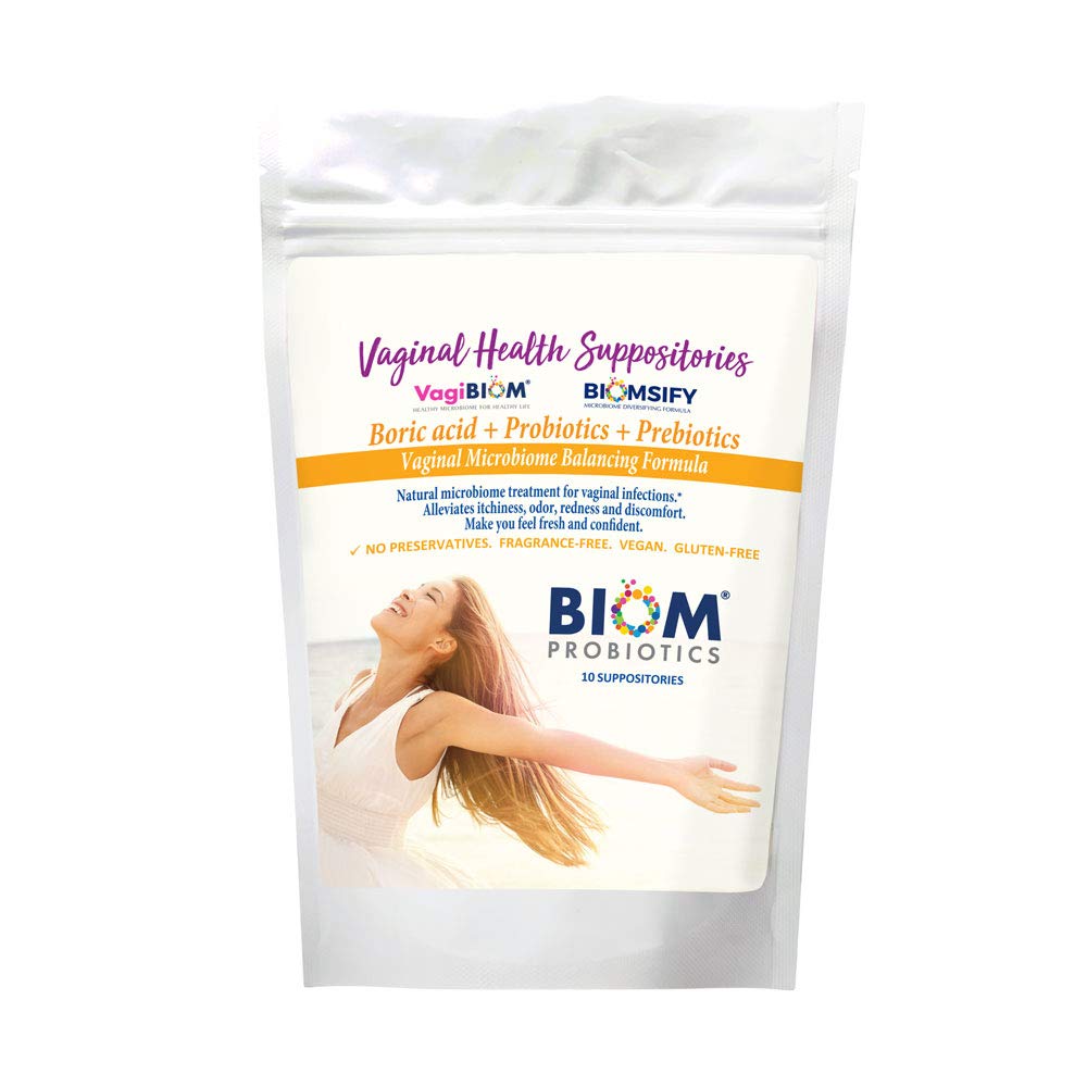 Biom Probiotics Prebiotics Boric acid Suppositories . Feminine Health Probiotic for Infections & pH Essentials VEGAN,PARABEN-FREE (10) Biom Probiotics uk supplements