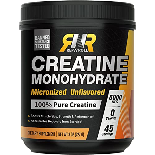 Rep N Roll Micronized Creatine Powder, 45 Serv., Creatine Monohydrate 5000 MG Rep N Roll uk supplements