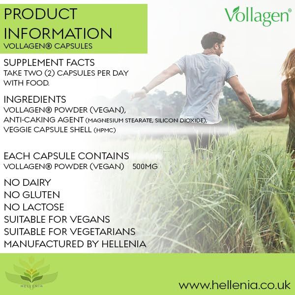 Hellenia Vollagen 500mg - 60 Capsules - Vegan Collagen Hellenia uk supplements