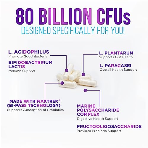 Probiotics for Digestive Health - 80 Billion CFU Guaranteed with Strains for Women's Nature's Nutrition uk supplements