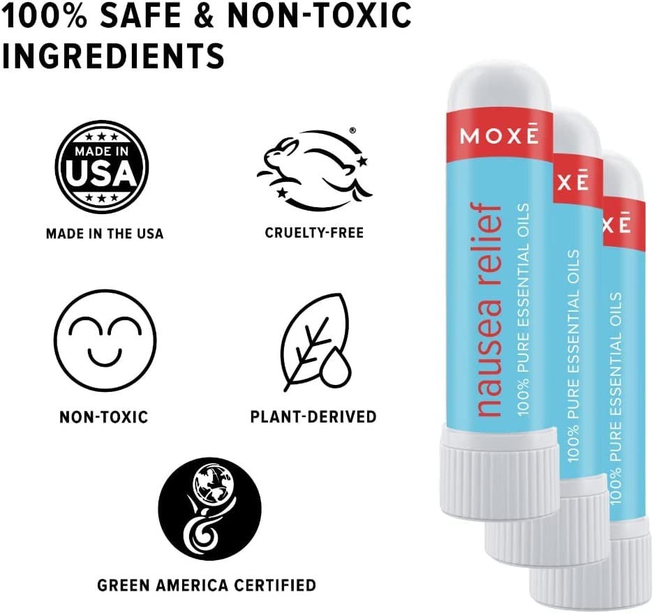 MOXE Nausea Nasal Inhaler Sticks, All Natural Essential Oil Blend, Ginger, Cardamom, Peppermint MOXE uk supplements