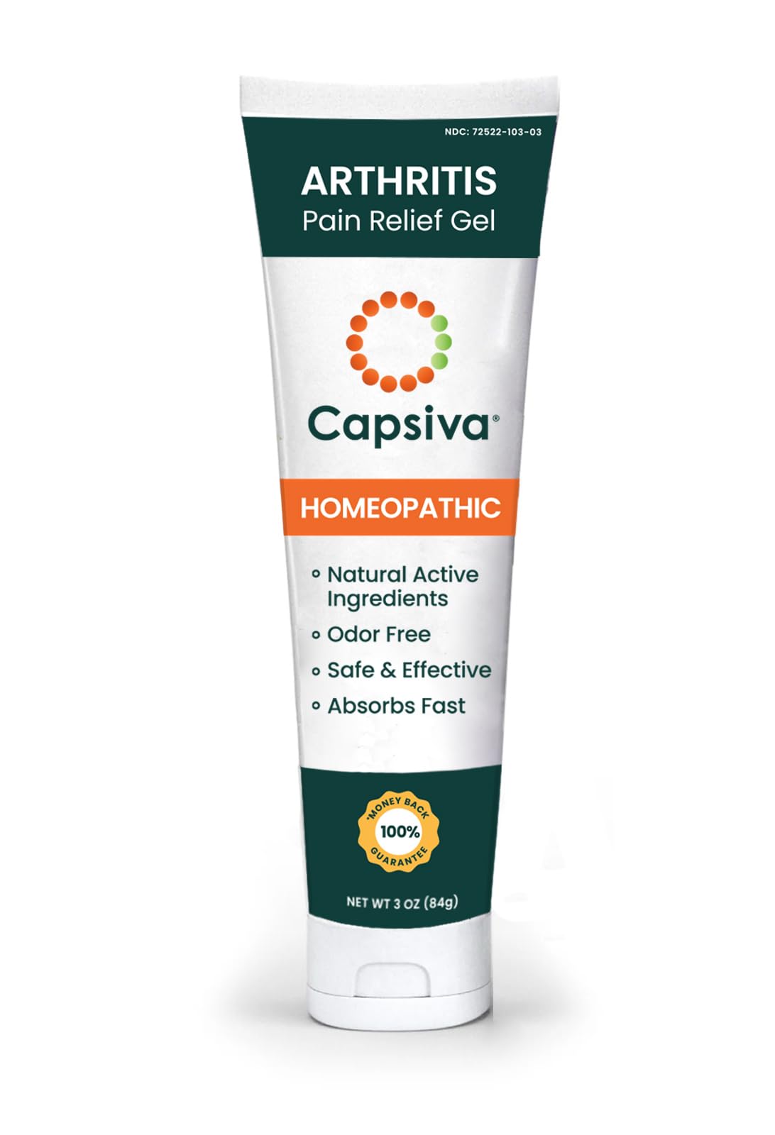 Capsiva Pain Relief Topical 3oz Tube, for Your Hands, Neck, Back, Joints, Non-Greasy, No Burn, Odor Free, Homeopathic Active Ingredients, Contains Capsaicin & Arnica, Absorbs Fast Capsiva uk supplements