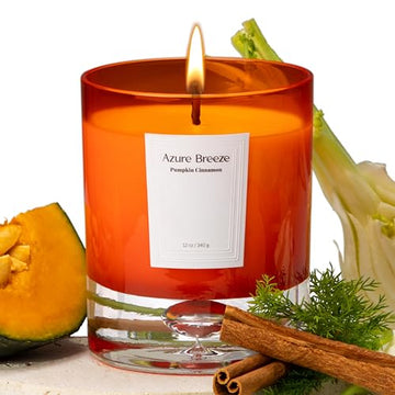 Pumpkin Scented Candles for Home - 12 oz, 70 Hours Burning - Natural Essential Oils & Soy Wax Azure Breeze uk supplements