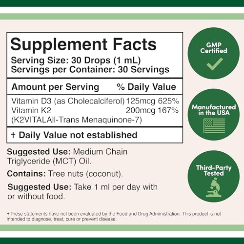 Vitamin D3 K2 5,000 IU Liquid Drops (5,000 IU of D3 and 200mcg of 99.9% All-Trans Double Wood Supplements uk supplements