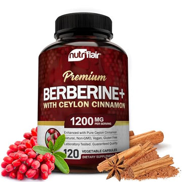 NutriFlair Premium Berberine HCL 1200mg, 120 Capsules - Plus Pure True Ceylon Cinnamon NutriFlair uk supplements