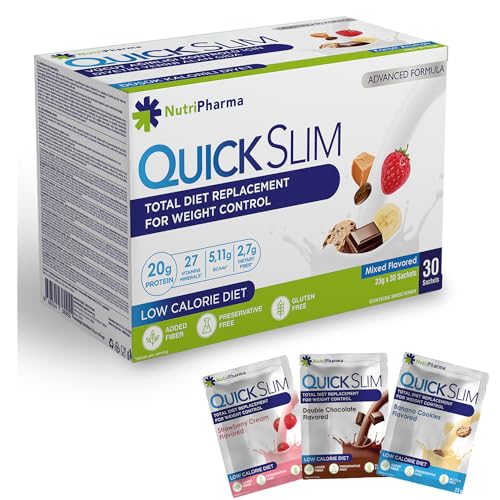 Quick Slim Meal Replacement Shake for Weight Loss, 30 Servings, 20g Protein, 27 Vitamins NUTRIPHARMA Quick Slim uk supplements