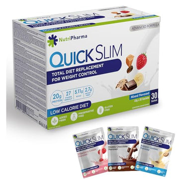 Quick Slim Meal Replacement Shake for Weight Loss, 30 Servings, 20g Protein, 27 Vitamins NUTRIPHARMA Quick Slim uk supplements