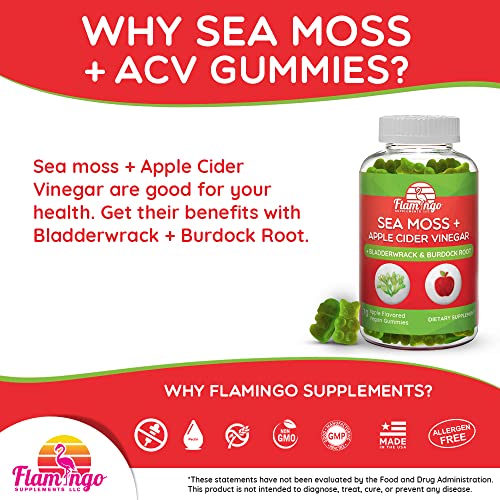 Sea Moss Gummies with Apple Cider Vinegar, Bladderwrack, and Burdock Root Organic Flamingo Supplements uk supplements