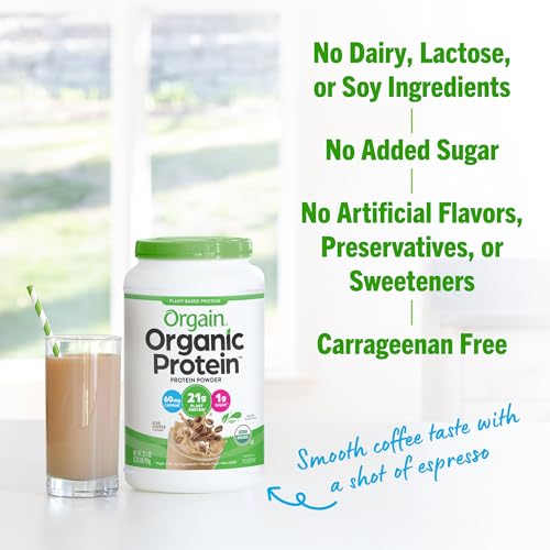 Orgain Organic Vegan Protein Powder, Iced Coffee - 21g Plant Based Protein, Gluten Free Orgain uk supplements