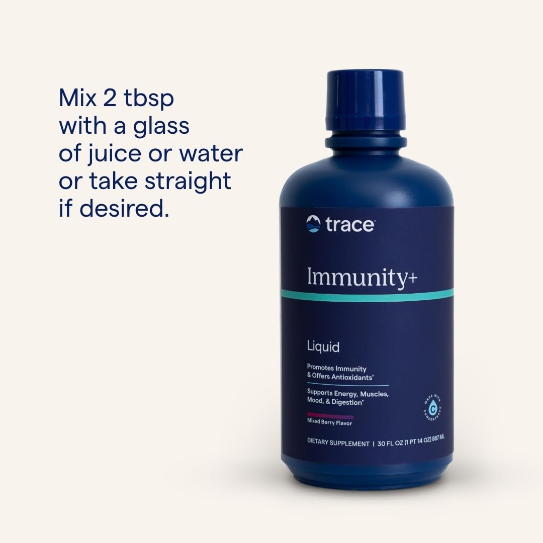 Trace Minerals Immunity+ - Liquid Supplement for Healthy Body & Immune Support - Elderberry Multivitamin - Formulated with Ionic Trace Minerals - Sugar-Free - Mixed Berry - 30 fl oz (30 Servings) Trace Minerals uk supplements