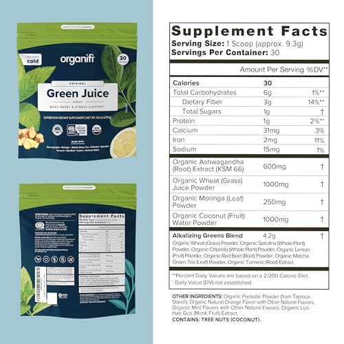 Organifi Green Juice - Organic Superfood Powder - 90-Day Supply - Organic Vegan Greens Organifi uk supplements