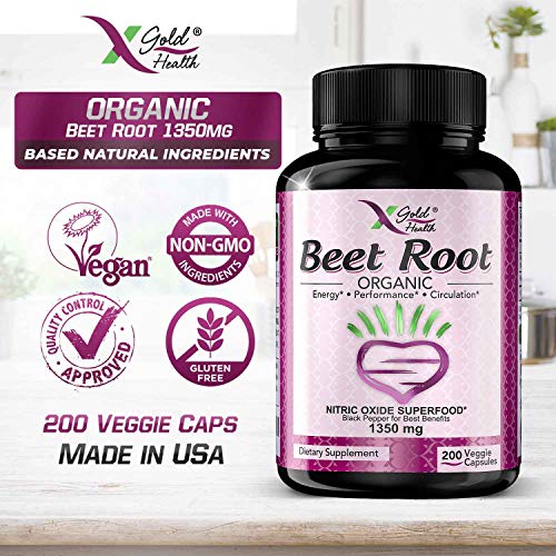 Organic Beet Root Powder 1350mg 200 Veggie caps Superfood Nitric Oxide Strongest X Gold Health uk supplements