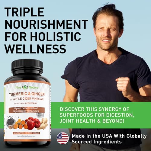 PIUS NATURE Turmeric Curcumin and Ginger with Apple Cider Vinegar, USDA Organic PIUS NATURE uk supplements