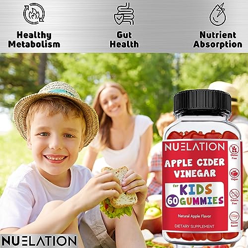 NUELATION Apple Cider Vinegar Gummies for Kids, 60 Servings. Gluten Free, Vegan and Gelatin NUELATION uk supplements