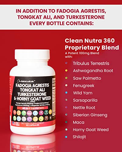 Fadogia Agrestis 5000mg Tongkat Ali 25000mg Turkesterone 5000mg Clean Nutraceuticals uk supplements