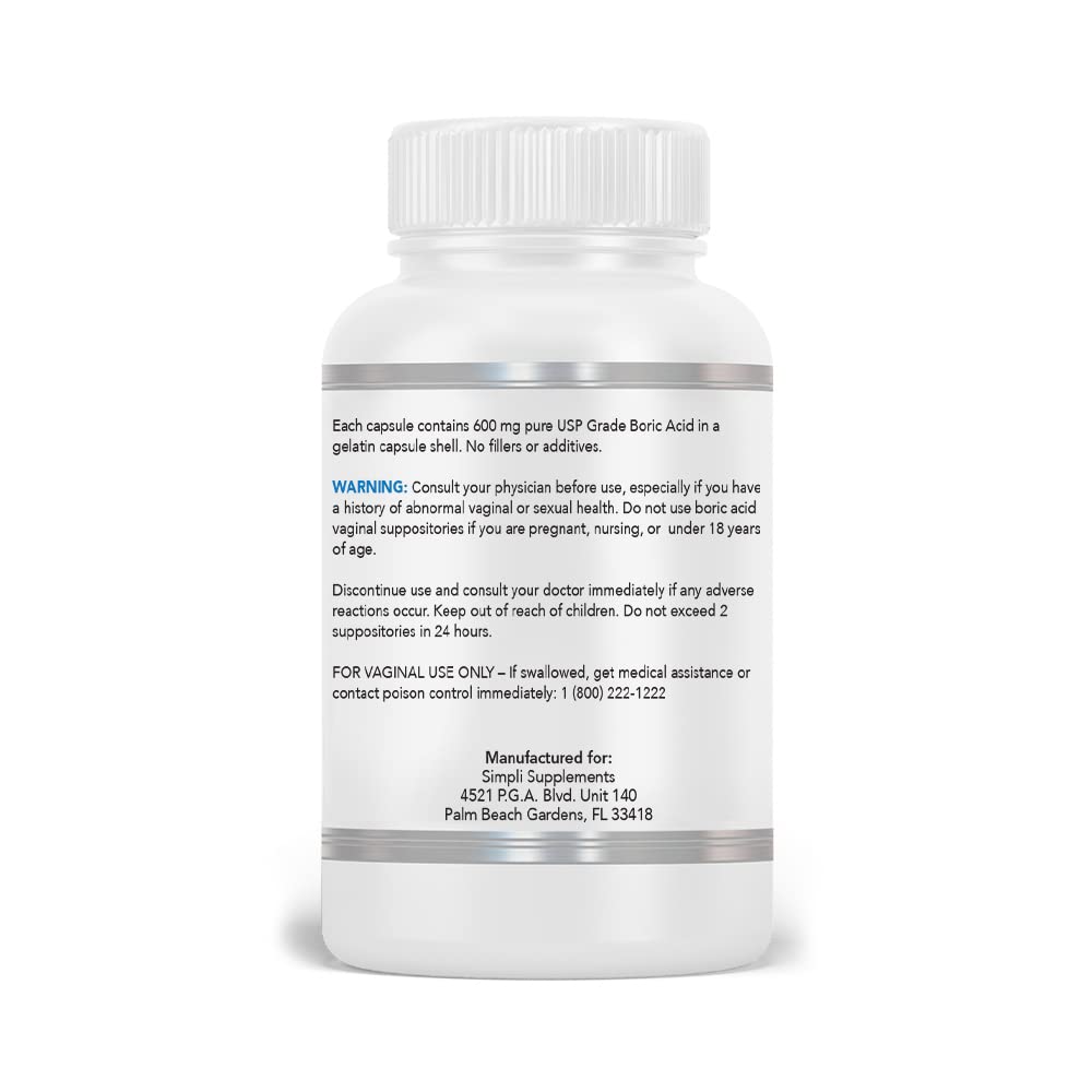 Simpli Supplements 60 Boric Acid Suppositories - Modern Support & Ancient Remedy - Scientifically Simpli Supplements uk supplements