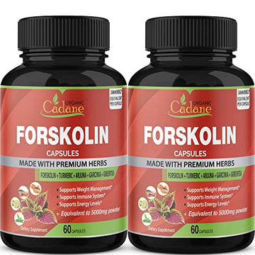 2 Packs Organic Forskolin Supplements Capsules 5000mg with Turmeric, Arjuna, Garcinia Cambogia Organic Cadane uk supplements