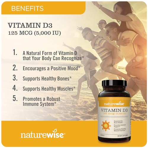 NatureWise Vitamin D3 5000iu (125 mcg) Healthy Muscle Function, and Immune Support NatureWise uk supplements