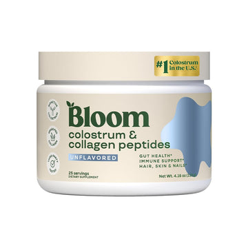 Bloom Nutrition Bovine Colostrum Powder with Vitamin B-12 for Gut Health, Immune Support, Hair Growth & Beauty Supplement | Unflavored, 25 Servings Bloom Nutrition uk supplements