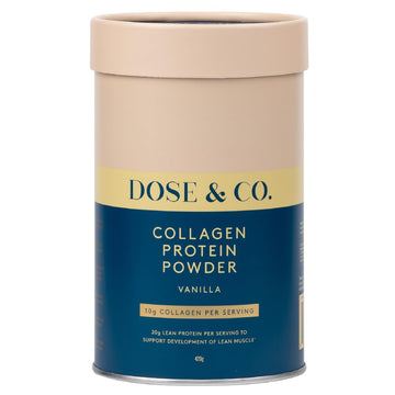 Dose & Co Collagen Protein Powder (Vanilla) 420g – Non-GMO, Gluten Free Collagen Peptides Supplement – 20g of Whey Protein, Vanilla DOSE & CO uk supplements