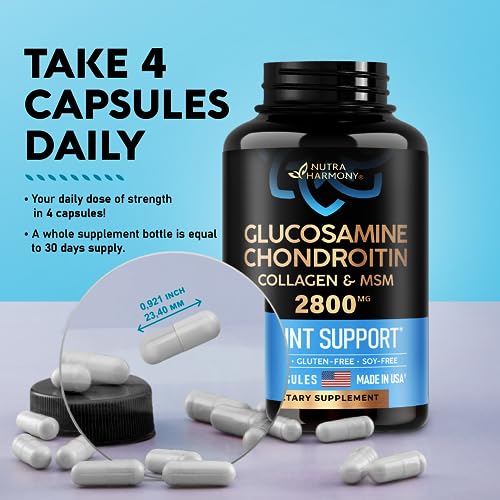 Glucosamine | Chondroitin | MSM | Collagen - 2800 mg Joint Support Supplement NUTRAHARMONY uk supplements
