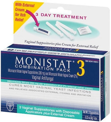 Monistat 3 Vaginal Antifungal Combination Pack, 3 Suppositories with Disposable Applicators Monistat uk supplements