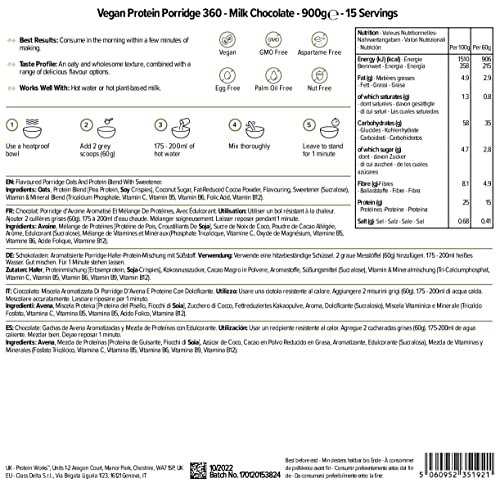 Protein Works - Vegan Protein Porridge 360 | High Protein Breakfast | Plant-Based | Chocolate | 900g THE PROTEIN WORKS uk supplements