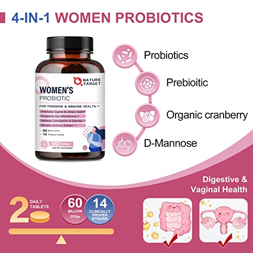 Probiotics-for-Women, Probiotics and Prebiotics, Cranberry and D-Mannose, 50-Billion NATURE TARGET uk supplements