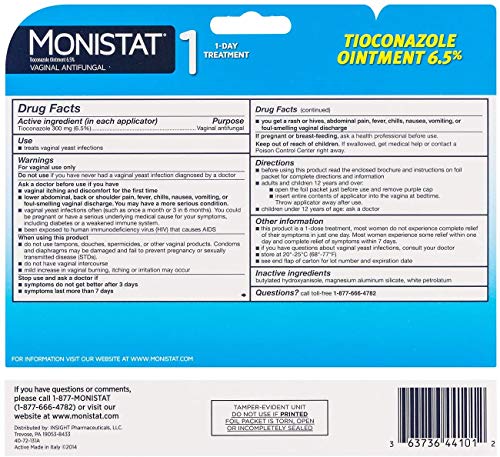 Monistat 1-Day Yeast Infection Treatment, Prefilled Applicator, 1 ea Monistat uk supplements