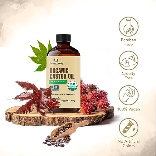Botanic Hearth Castor Oil | USDA Certified Organic |100% Pure & Hexane Free | Cold Pressed | Growth Botanic Hearth uk supplements