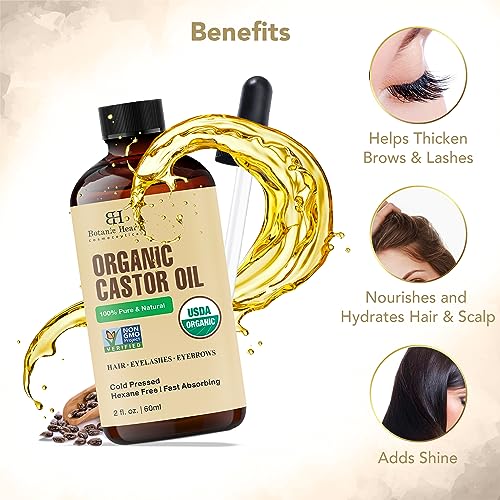 Botanic Hearth Castor Oil | USDA Certified Organic |100% Pure & Hexane Free | Cold Pressed | Growth Botanic Hearth uk supplements
