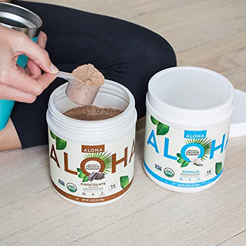 ALOHA Organic Plant Based Protein Powder, Stevia Free, Chocolate, 19.6 oz, 15 Servings ALOHA uk supplements
