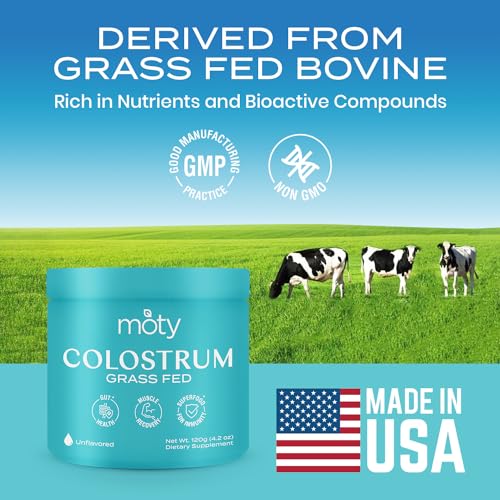 Moty Bovine Colostrum Grass Fed Powder Supplement for Gut Health, Muscle Recovery Moty uk supplements