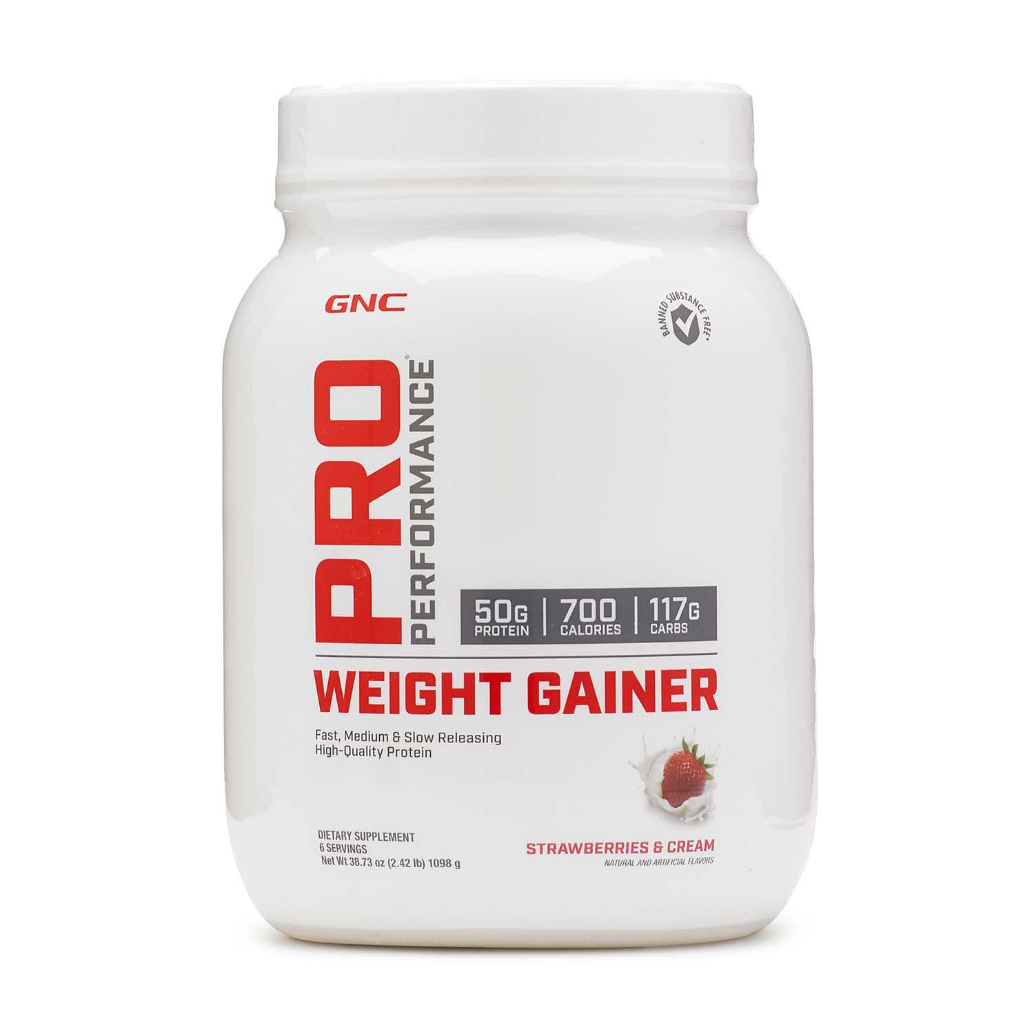 GNC Pro Performance Weight Gainer - Strawberries and Cream, 6 Servings, Protein to Increase GNC uk supplements