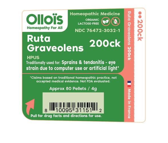 OLLOIS Ruta Graveolens 200ck Organic, Lactose-Free, Kosher Homeopathic Medicine, 80 Pellets OLLOÏS uk supplements