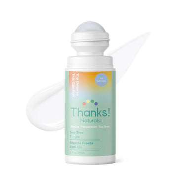 Thanks! Naturals Muscle Freeze Roll On, Tea Tree Tingle, Vegan, Cold Pressed Formula with Shea Butter, Eucalyptus & Peppermint, Use on Neck, Knees & Joints, Post Workout Essential, 3 FL OZ Thanks! Naturals uk supplements