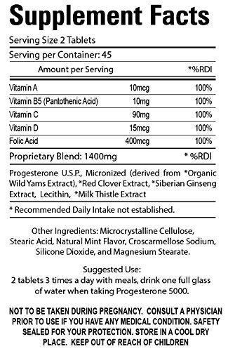 Organic Farm Vitamins Progesterone 5000 - Body glandular System Dietary Supplement, 100% Natural Progesterone Pills - Formula to Balance Hormones - progesterone Supplement, 90 Tablets Organic Farms Vitamins uk supplements