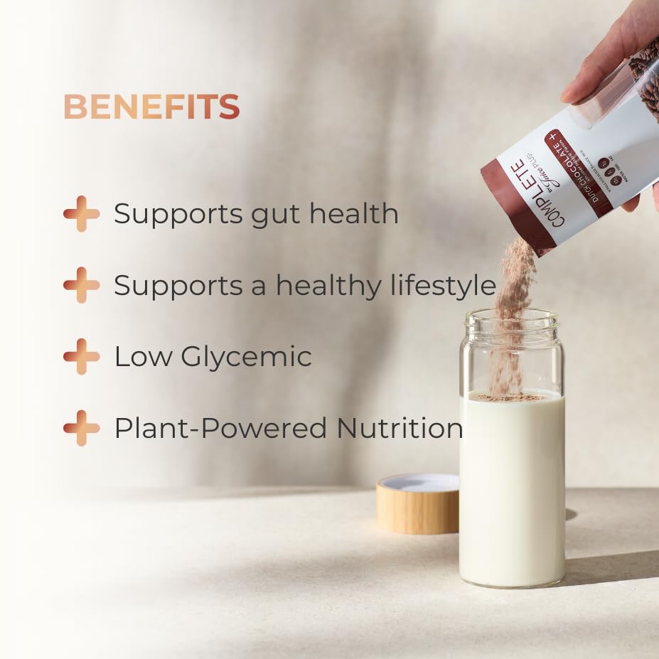 Complete by JuicePlus+ Dutch Chocolate Shakes - Plant-Based Nutrition - Whole Food Based Shake Powder with Protein, Fiber & Prebiotics - 30 Servings (2 Pouches, 15 Servings Each) Juice Plus+ uk supplements
