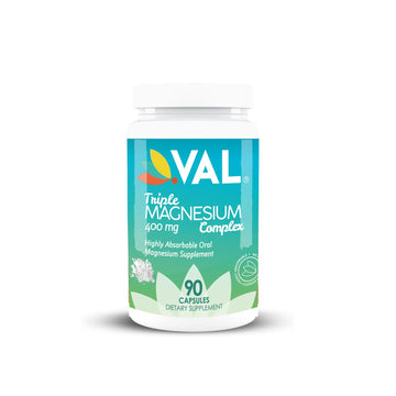 VAL Triple Magnesium Complex 400mg (Glycinate, Taurate & Citrate) for Muscle Relaxation, Sleep & Calm Energy, Vegan, Non-GMO, 90 Capsules VAL uk supplements