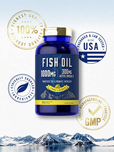 Fish Oil 1000mg | 300mg Omega 3 | 250 Count | Non-GMO and Gluten Free Supplement Carlyle uk supplements
