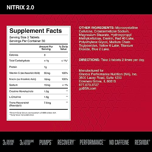 BSN NITRIX 2.0 - Nitric Oxide Precursors, 3g Creatine, 3g L Citrulline - Supports Workout BSN uk supplements