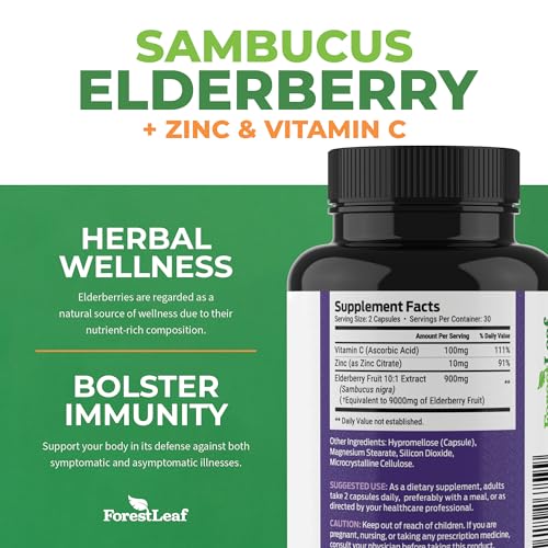 ForestLeaf Sambucus Elderberry with Vitamin C and Zinc - 9000mg Ult ForestLeaf uk supplements