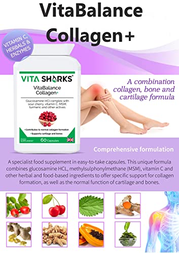 VitaBalance Collagen+ 60 Capsules for Skin, Hair, Nails, Joints & Connective Tissue Vita Sharks uk supplements