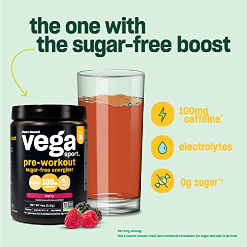 Vega Sport Sugar Free Pre-Workout Energizer, Berry - Pre Workout Powder for Women Vega uk supplements