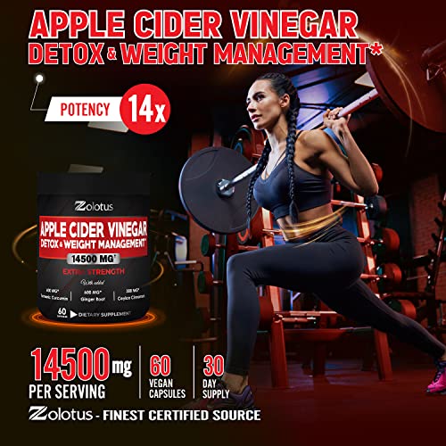 Zolotus 14x Strength Apple Cider Vinegar Capsules, Equivalent to 14500mg, with Turmeric Zolotus uk supplements
